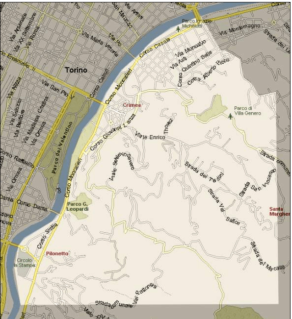 Mappa zona borgo po - Pizzerie a Torino